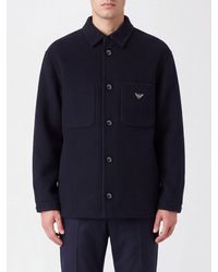 Emporio Armani - Single-Breasted Wool And Camel Short Coat - Lyst