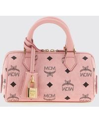 MCM - Ella Mini-Boston-Tasche Aus Beschichteter Baumwolle Mit Logo-Print, Schloss Und Schlüssel - Lyst