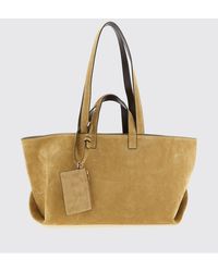 A.P.C. - Le Drummer Suede Leather Tote Bag With Laminated Logo - Lyst