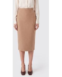 Max Mara - Wool Knit Midi Pencil Skirt With High Waist - Lyst