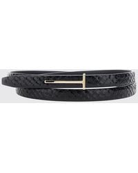 Tom Ford - Python-Print Calf Leather Belt With Monogram Buckle - Lyst