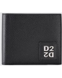 DSquared² - Leather Bifold Wallet With Contrasting Logo Print - Lyst