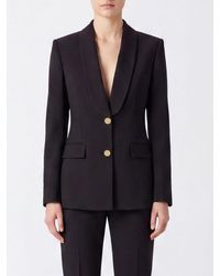 Alberta Ferretti - Slim Fit Single-Breasted Wool Blend Blazer With Shawl Collar - Lyst