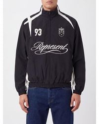 Represent - Nylon Bomber Jacket With High Collar And Zip Closure - Lyst