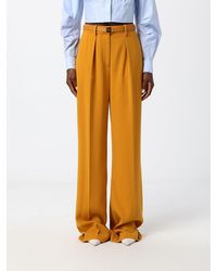 Elisabetta Franchi - High-Waisted Wide-Leg Crêpe Trousers With Logo Belt - Lyst