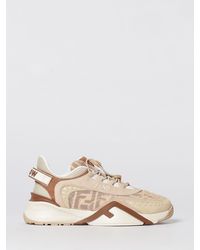 Fendi - Flow Suede And Mesh Sneakers - Lyst
