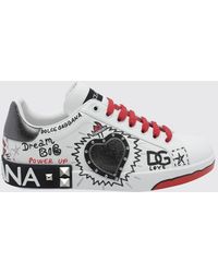 Dolce & Gabbana - Dolce &Amp Gabbana Portofino Studded Calf Leather Sneakers With Lettering Logo - Lyst