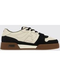 Fendi - Match Bicolor Leather And Suede Low-Top Sneakers With Ff Monogram - Lyst