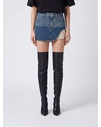 The Attico - Asymmetrical Hem Cotton Denim Pencil Mini Skirt - Lyst