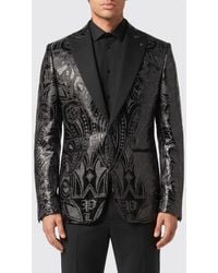 Philipp Plein - Single-Breasted Blazer With Crystal Monogram And Peak Lapels - Lyst