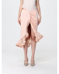 Elisabetta Franchi - Crêpe And Satin Skirt With Ruffle - Lyst