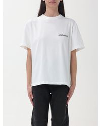 Alessandra Rich - T-shirt in cotone con stampa e strass - Lyst