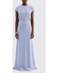 Jil Sander - Long Satin Gown With Short Sleeves And Back Slit - Lyst