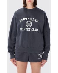 Sporty & Rich - Sporty &Amp Rich Cotton Crewneck Jumper With Contrasting Logo Print - Lyst