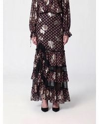 Etro - Floral Jacquard Asymmetric Long Silk Skirt With Lace Inserts - Lyst