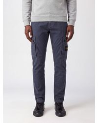 Stone Island - Stretch Organic Cotton Cargo Trousers With Compass Logo - Lyst