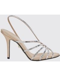 ALEVI - Star Silk Slingback Sandals With Crystals And Stiletto Heel - Lyst