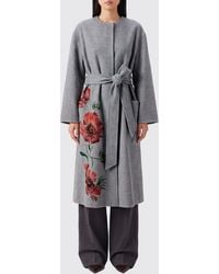 Erdem - Long Floral-Print Wool Coat With A Waist Tie Belt - Lyst