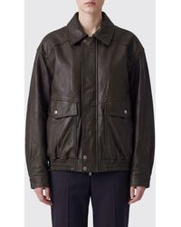 DUNST - Lambskin Bomber Jacket With Classic Collar And Dropped Shoulders - Lyst