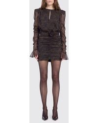 ROTATE BIRGER CHRISTENSEN - Animal Print Crêpe Mini Dress With Ruched Long Sleeves - Lyst