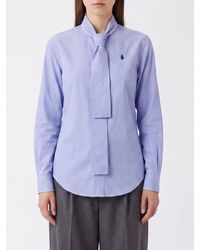 Polo Ralph Lauren - Pussy-Bow Cotton Shirt With Pony Logo - Lyst