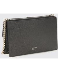 Tom Ford - Leather Crossbody Bag With Metal Chain Strap And Flap Closure - Lyst