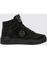 Philipp Plein - Hexagon High-Top Leather Trainers With Crystal Application - Lyst