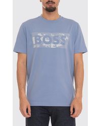 BOSS - Cotton Crew-Neck T-Shirt With Printed Logo On The Chest - Lyst