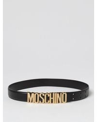 Moschino - Leather Belt With Logo Lettering - Lyst