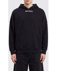 Palm Angels - Relaxed Fit Cotton Hoodie With Kangaroo Pocket And Logo - Lyst
