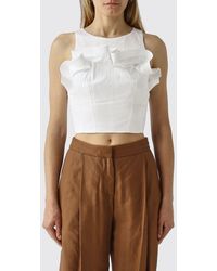 Elisabetta Franchi - Cotton Crop Top With Ruffles - Lyst