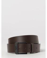 BOSS - Full-Grain Leather Belt With Engraved Logo Buckle - Lyst
