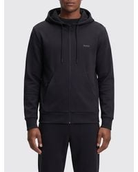 BOSS - Saggy Cotton Hoodie With Zip And Lettering Logo - Lyst