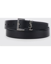 Saint Laurent - Cassandre Calfskin Leather Belt With Ysl Monogram Buckle - Lyst