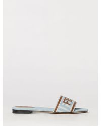 Fendi - Sunshine Low-Heeled Cotton Mules With Applied Logo - Lyst