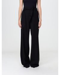 Max Mara - Wide Leg Virgin Wool Trousers With Tie Belt - Lyst