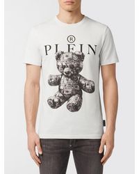 Philipp Plein - Teddy Bear Print Cotton T-Shirt With Contrast Logo - Lyst
