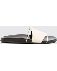 The Row - Smooth Leather Slide Sandals With Open Toe And Low Heel - Lyst