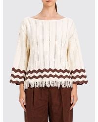 Twinset - Zig-Zag Pattern Cotton Jumper With Fringed Hem - Lyst