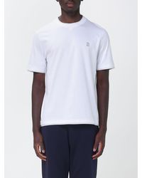 Brunello Cucinelli - Slim Fit Cotton T-Shirt With Logo And Contrast Trim - Lyst