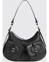 Coccinelle - Mavery Grained Leather Shoulder Bag With Zip Closure - Lyst