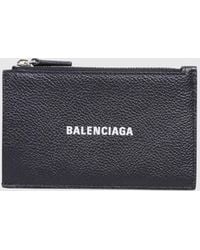 Balenciaga - Leather Credit Card Holder With Logo - Lyst