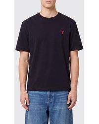 Ami Paris - Long-Sleeved Organic Cotton T-Shirt With Embroidered Logo - Lyst