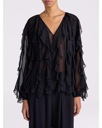 Momoní - Momon&Igrave Silk Blend Blouse With Ruffles - Lyst