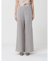Emporio Armani - Linen Blend Palazzo Trousers - Lyst