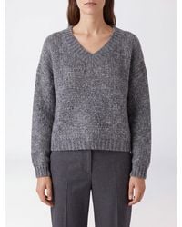 Roberto Collina - V-Neck Alpaca And Wool-Blend Jumper With Ribbed Trims - Lyst