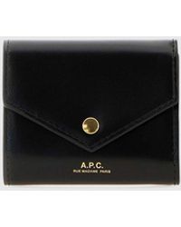 A.P.C. - Mini-Portemonnaie Mit Patte Aus Rindsleder Mit Laminiertem Logo - Lyst