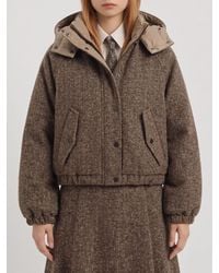 Brunello Cucinelli - Relaxed Fit Padded Wool-Blend Bomber Jacket With Hood - Lyst