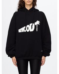 Palm Angels - Relaxed Fit Cotton Hoodie With Contrast Logo - Lyst