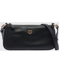 Pinko - Mini Half Moon Calf Leather Crossbody Bag With Love Birds Logo - Lyst